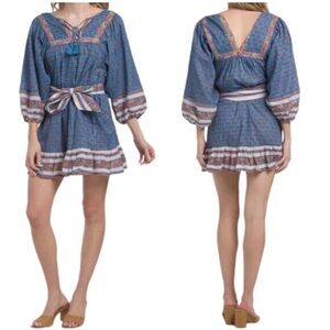 Cleobella Blue Multi MAGGIE mini dress